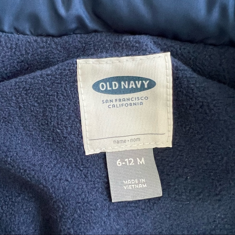 Old Navy Blue Puffer Vest, Size 6-12 months - Picture 4 of 4